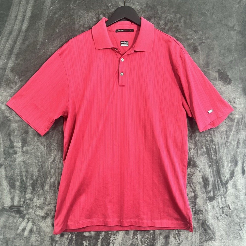 Nike Tiger Woods Collection Golf Polo Shirt Men's Large Fit Dry Red Rugby Golf